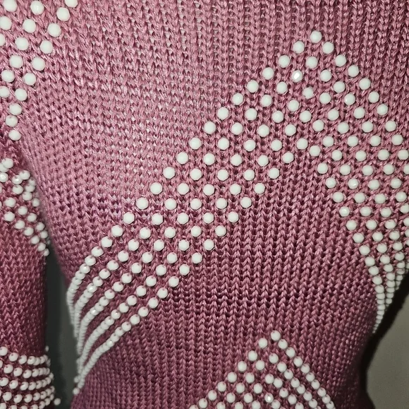 Womens Vintage 80s Basilio M. Faux Pearl Sweater - Picture 5 of 16
